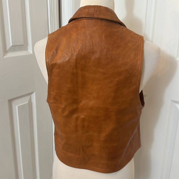 *Bill Atkinson* Vintage Tan Leather Western Vest Size S - Picture 4 of 16